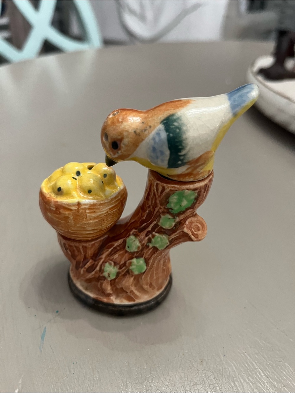 Vintage Japan Hand-Painted Ceramic Bird on Branch Salt and Pepper Shakers